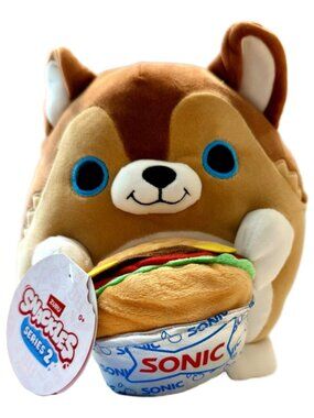 Snackles Series 2 Puppy Lucas & Sonic Burger 8" Plush Stuffed Animal NWT